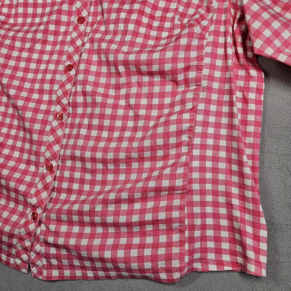 Croft & Barrow Button Down Shirt Womens Plus Size 2X Pink Checked Gingham Casual - Picture 4 of 12